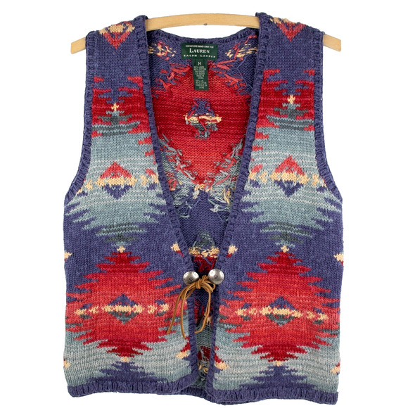 Ralph Lauren Jackets & Blazers - Ralph Lauren LRL SIZE Medium Hand Knit Sweater Vest Rodeo Southwestern Native